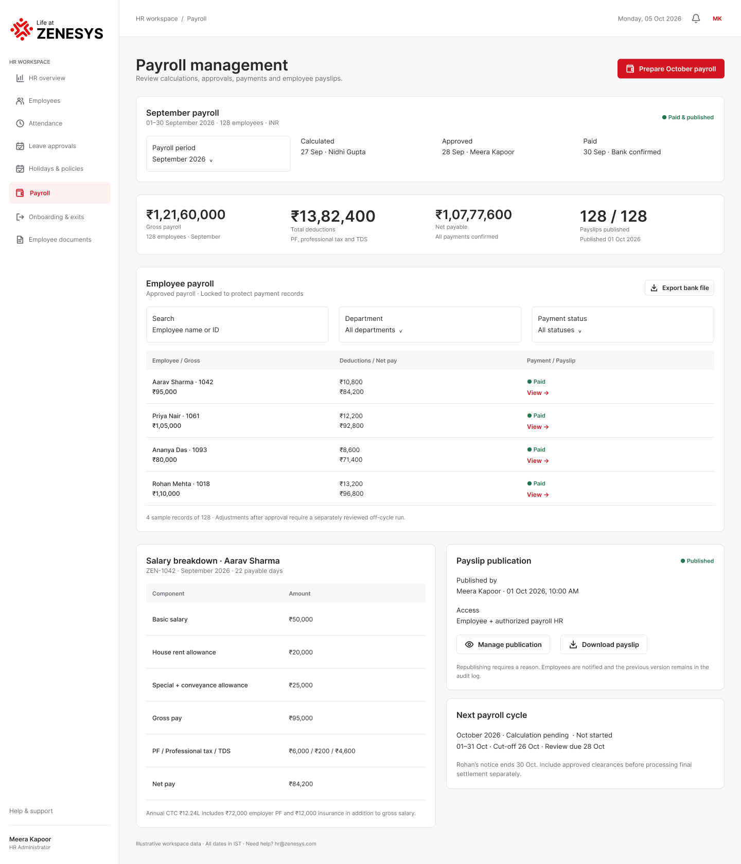 Payroll management — Desktop